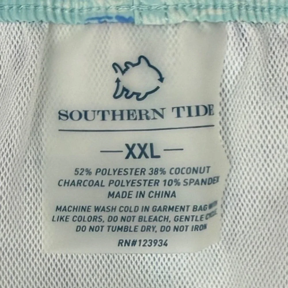 NWT Southern Tide, Nice To Sea You Swim Trunks, All Over Palm Trees, Size XXL